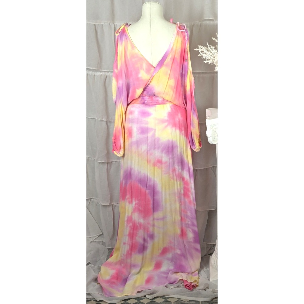 Vici Tequila Sunset Tie Dye Cold Shoulder Maxi Dress Beach Coastal Resort S - Picture 10 of 15